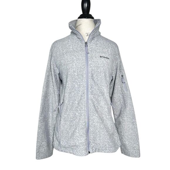 Columbia | Women | Gray Herringbone Fleece Lightweight Zip Up Jacket | Large - Picture 2 of 10